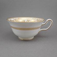 Load image into Gallery viewer, Single Replacement Wedgwood Bone China Cup - Florentine Pattern W4219 - No Saucer - Gold Gilding on White - Dragons Griffins - Footed Teacup, Peony Shape