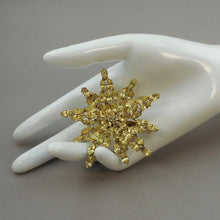Load image into Gallery viewer, Large Vintage 1960s Star Brooch Pin - Yellow Rhinestones, Gold Tone Setting - Retro Costume Jewelry