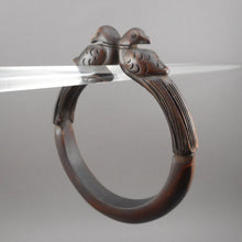 Load image into Gallery viewer, Antique or Vintage Hand Carved Wood Bird Bangle Bracelet Handmade Ethnic Animal Figural Jewelry
