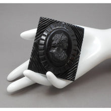 Load image into Gallery viewer, Large Vintage 1930s / 1940s Carved Black Bakelite Cameo Brooch - Victorian Revival Mourning Jewelry