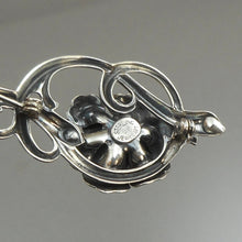Load image into Gallery viewer, Vintage circa 1940 Jewel Art Sterling Silver Brooch - Retro / Mid Century Modern Era Flower Design Pin - Signed Fine Estate Jewelry