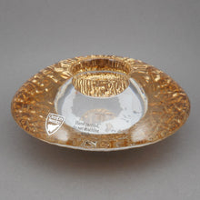 Load image into Gallery viewer, New In Box Orrefors Kosta Boda Discus Gold Art Glass Votive Candle Holder - Designed by Lars Hellsten, Made in Sweden - Unused NIB