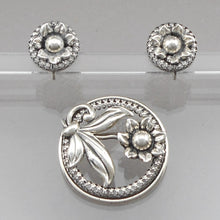 Load image into Gallery viewer, SCRAP 46.09 1.21.26 Vintage 1950s Danecraft Sterling Silver Screw Back Earrings and Brooch Set - Mid Century, Victorian Revival Style, Daisy Flower Design - Signed Designer Estate Collection Jewelry