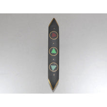Load image into Gallery viewer, Vintage Handmade Eileen Sutton Point Bar Pin - Signed US Artisan Brooch - C 1990 Post Modern Style Jewelry Bronze Black Red Green Blue Resin