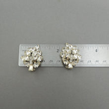 Load image into Gallery viewer, Excellent Large Vintage 1950s Weiss Rhinestone Clip On Leaf Earrings - Signed Designer Costume Jewelry