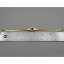 Load image into Gallery viewer, Vintage Faux Ruby Herringbone Chain Bracelet - 7 1/2&quot; - Gold Tone with Red and Clear Crystals