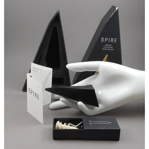 Finell Spire Wall Hook  - Aluminum, Black Finish - Medium Size - Brand New in Box with Hardware