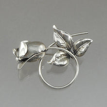 Load image into Gallery viewer, Large Vintage Beau Sterling Silver Rose Brooch - Mid Century Modern Flower Design Pin - Signed Fine Estate American Jewelry