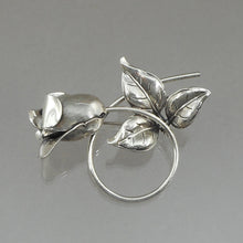Load image into Gallery viewer, Large Vintage Beau Sterling Silver Rose Brooch - Mid Century Modern Flower Design Pin - Signed Fine Estate American Jewelry