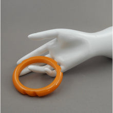 Load image into Gallery viewer, Vintage Authentic Carved Bakelite Bangle Bracelet - Butterscotch Yellow Gold Opaque Plastic - Simichrome Tested