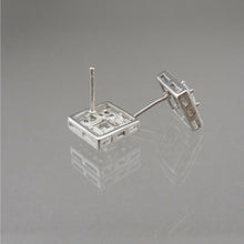 Load image into Gallery viewer, Vintage Sterling Silver and Crystal or CZ Cubic Zirconia Earrings - Open Back Square Stones - Stud Pierced Post - Signed ATI, Circa 1990