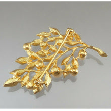 Load image into Gallery viewer, Excellent Vintage Signed Napier Leaf Brooch Pin - Tree Branch of Leaves and Berries - Gold Tone, Faux Pearls