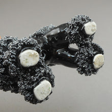Load image into Gallery viewer, Vintage 1950s Black and White Ceramic Spaghetti Poodle Dog Figurine