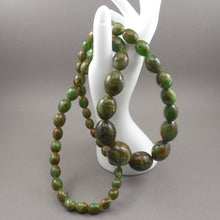 Load image into Gallery viewer, Long Vintage Green Marble Graduated Bead Necklace Old Swirl Plastic Opera Length