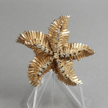 Load image into Gallery viewer, Vintage 1950s HAR Hargo USA Starfish Brooch - Large Rhinestone, Gold Tone Signed American Designer Pin - Estate Costume Jewelry Collection