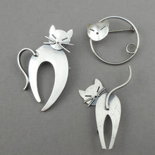 Load image into Gallery viewer, Collection of 3 Vintage Silver Mid Century Cat Pins Brooches - Beau Sterling, W Germany - Figural Animal Jewelry Lot