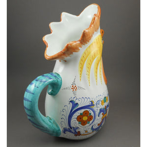 Excellent Vintage Cama Deruta Rooster Pitcher - 9.75" - Hand Painted Italian Art Pottery