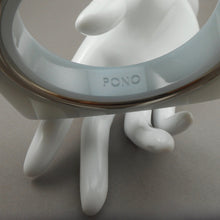 Load image into Gallery viewer, Vintage 1980s Signed PONO by Joan Goodman Designer Square Bangle Bracelet - Blue Gray Lucite Acrylic Resin, Silver Tone Band
