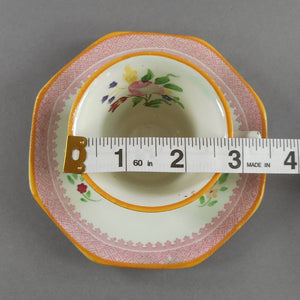 3 Vintage Adams Calyx Ware Lowesoft Pattern Demitasse Cups and Saucer Sets + 1 Replacement Saucer - Circa 1930 English Ironstone - Pale Blue Green with Pink Flowers - Made in England