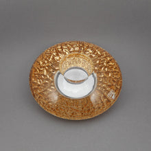 Load image into Gallery viewer, New In Box Orrefors Kosta Boda Discus Gold Art Glass Votive Candle Holder - Designed by Lars Hellsten, Made in Sweden - Unused NIB