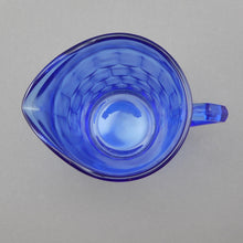 Load image into Gallery viewer, Excellent Vintage 1930s Shirley Temple Child&#39;s Milk Pitcher - Cobalt Blue Depression Glass by Hazel Atlas