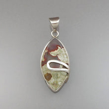Load image into Gallery viewer, Vtg Jasper w Agate Sterling Silver Pendant Natural Gemstone Brown Green White