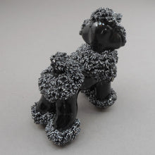 Load image into Gallery viewer, Vintage 1950s Black and White Ceramic Spaghetti Poodle Dog Figurine