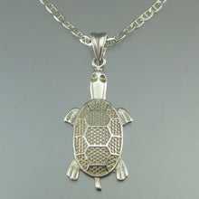 Load image into Gallery viewer, Vintage Southwestern Style Sterling Silver Necklace Turtle Pendant with an 18" Anchor / Mariner / Marina Link Chain