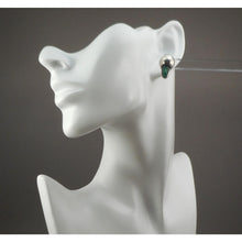 Load image into Gallery viewer, Vintage Handmade Mid Century Mexican Mask Earrings - Green Onyx and Sterling Silver - Screw Backs - Hand Carved Stone Faces