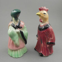 Load image into Gallery viewer, Pair of Vintage Anthropomorphic Porcelain Animal Figurines - Chicken and Lizard Dressed in Robes - Hand Painted Ceramic Statues