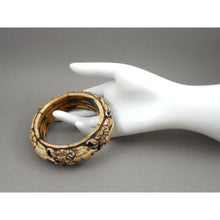 Load image into Gallery viewer, Vintage Carved Layered Cow Bone Elephant Bracelet - Large and Heavy Handmade Bangle