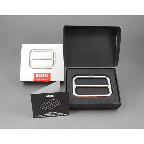 Alessi Belt Buckle Toothpaste and Cosmetic Tube Squeezer, Press - Alessi, Italy - Chrome Plated Metal - New in Box