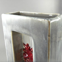 Load image into Gallery viewer, Vintage Circa 1950 McCoy Arcature Bird Vase - Gray and Maroon - Mid Century Modern Era - American Art Pottery, Made in USA