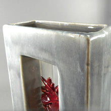 Load image into Gallery viewer, Vintage Circa 1950 McCoy Arcature Bird Vase - Gray and Maroon - Mid Century Modern Era - American Art Pottery, Made in USA