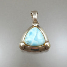 Load image into Gallery viewer, Vintage Blue Larimar Sterling Silver Triangle Pendant - Natural Gemstone - circa 1980 - Southwestern Style
