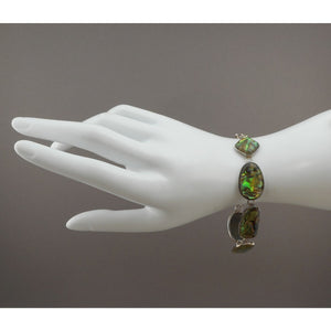 Vintage Lucas Lameth Abalone Shell and Sterling Silver Link Bracelet - Signed LUC 925