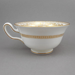 Single Replacement Wedgwood Bone China Cup - Florentine Pattern W4219 - No Saucer - Gold Gilding on White - Dragons Griffins - Footed Teacup, Peony Shape