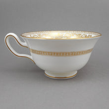 Load image into Gallery viewer, Single Replacement Wedgwood Bone China Cup - Florentine Pattern W4219 - No Saucer - Gold Gilding on White - Dragons Griffins - Footed Teacup, Peony Shape