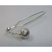 Load image into Gallery viewer, Antique Victorian Glove Buttoner Button Hook Silver Metal Chain &amp; Ball Ornament