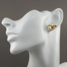 Load image into Gallery viewer, Vintage 1970s Richelieu Earrings - Gold Tone, Faux Pearl - Stud Pierced Post - Signed Designer Estate Costume Jewelry