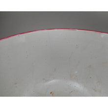 Load image into Gallery viewer, Antique French Faience Pottery Porringer Bowl with Lug Handles - Handpainted Rooster Chanticleer and Flowers - marked France - White Red Pink