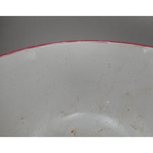Load image into Gallery viewer, Antique French Faience Pottery Porringer Bowl with Lug Handles - Handpainted Rooster Chanticleer and Flowers - marked France - White Red Pink