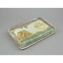 Load image into Gallery viewer, Vintage Glass Louis Icart Paperweight Art Deco Era Print - &quot; Two Beauties &quot;, circa 1930 - Woman with Chow Dog