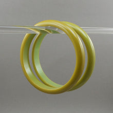 Load image into Gallery viewer, 2 Vintage Authentic Bakelite Bangle Bracelet - Green Opaque Plastic - Simichrome Tested