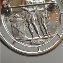 Load image into Gallery viewer, Vintage Monet Napoleon and Josephine Brooch - Silver Tone French Coin Replica - Circa 1970 - Signed Designer Pin - Estate Jewelry Collection