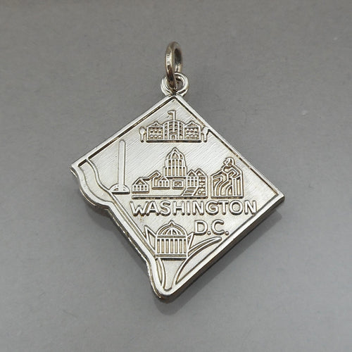 Vintage Washington DC Bracelet Charm or Pendant - Sterling Silver USA Travel Souvenir Jewelry