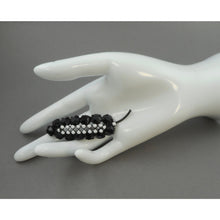 Load image into Gallery viewer, Excellent Black and White Art Deco Style Leaf or Feather Brooch Pin - Opaque Glass Rhinestone Gems, Japanned Finish