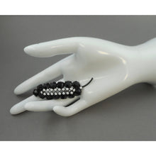 Load image into Gallery viewer, Excellent Black and White Art Deco Style Leaf or Feather Brooch Pin - Opaque Glass Rhinestone Gems, Japanned Finish