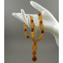 Load image into Gallery viewer, Vintage Czech Art Glass Jewelry Beaded Necklace - Brown, Amber, Gold, Round and Faceted Beads