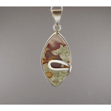Load image into Gallery viewer, Vtg Jasper w Agate Sterling Silver Pendant Natural Gemstone Brown Green White